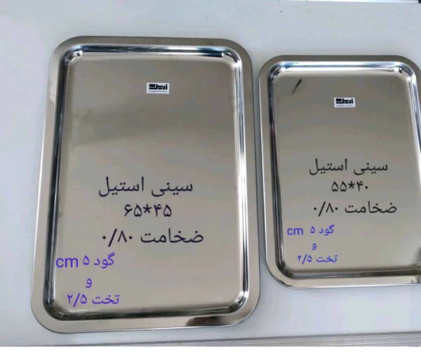 سینی استیل میانه 65*45 زرین
