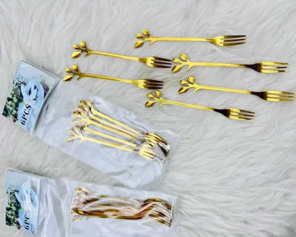 چنگال استیل  طلایی برگ