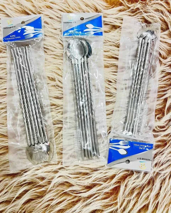 نی شربت قاشقدار پیچ نقره ای فرچه دار